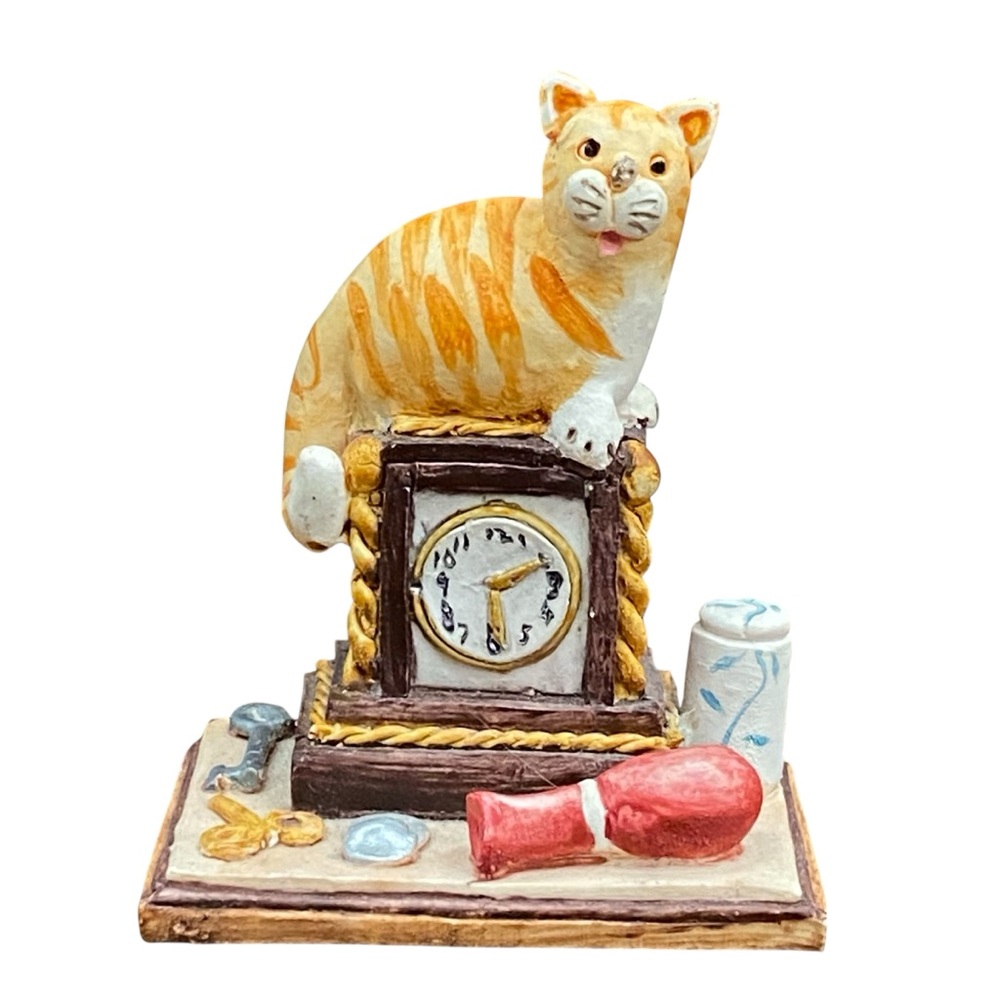 Peter Fagan Color Box Cats Clock Figure Trinket